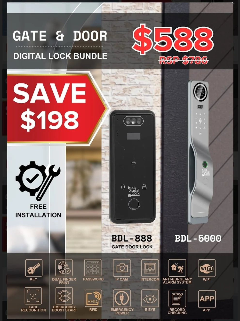Gate & Door Digital Lock Bundle